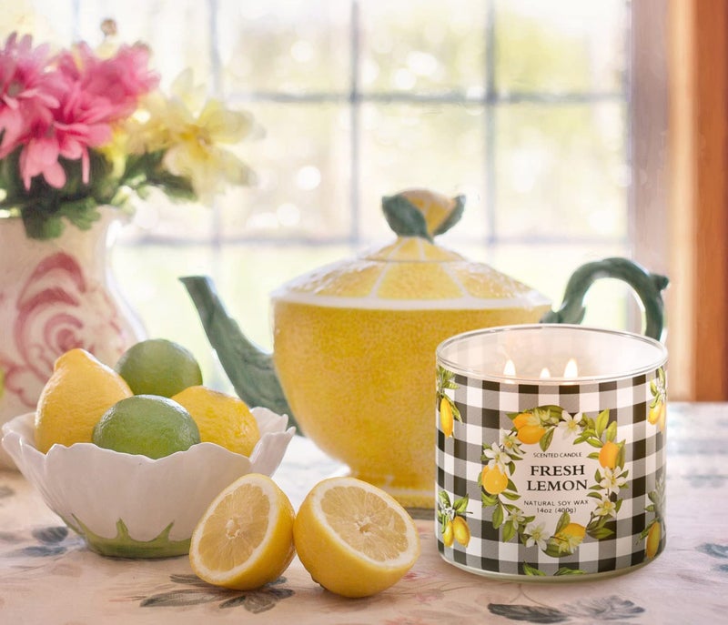 KORMMCO Lemon Candle  Fresh Lemon Scented Candle  Large 3 Wicks Candle  14 oz - Image 5